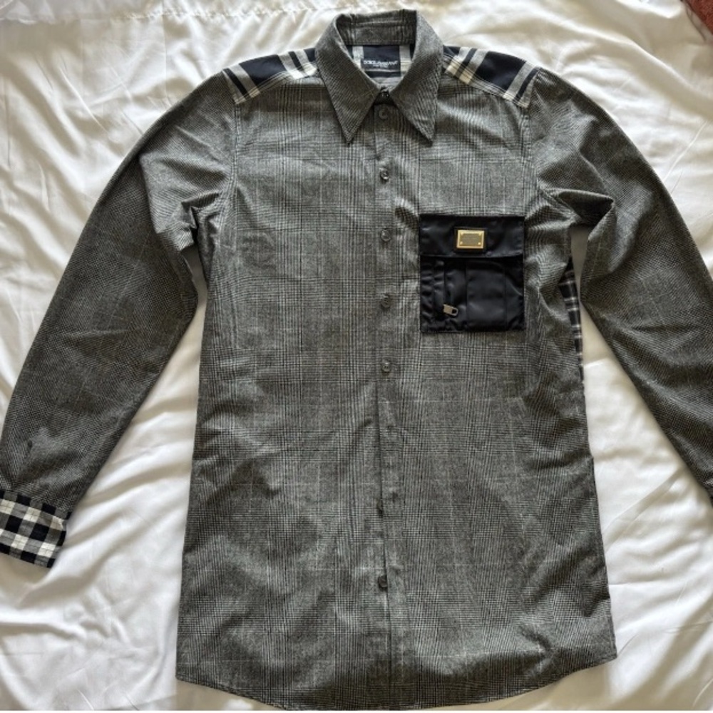 Dolce & Gabbana Black and Gray Plaid Shirt